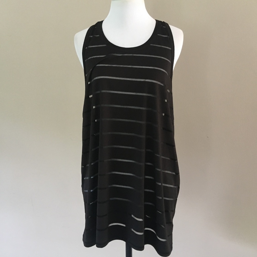 XL Black Sheer Striped Pullover DriWorks Top